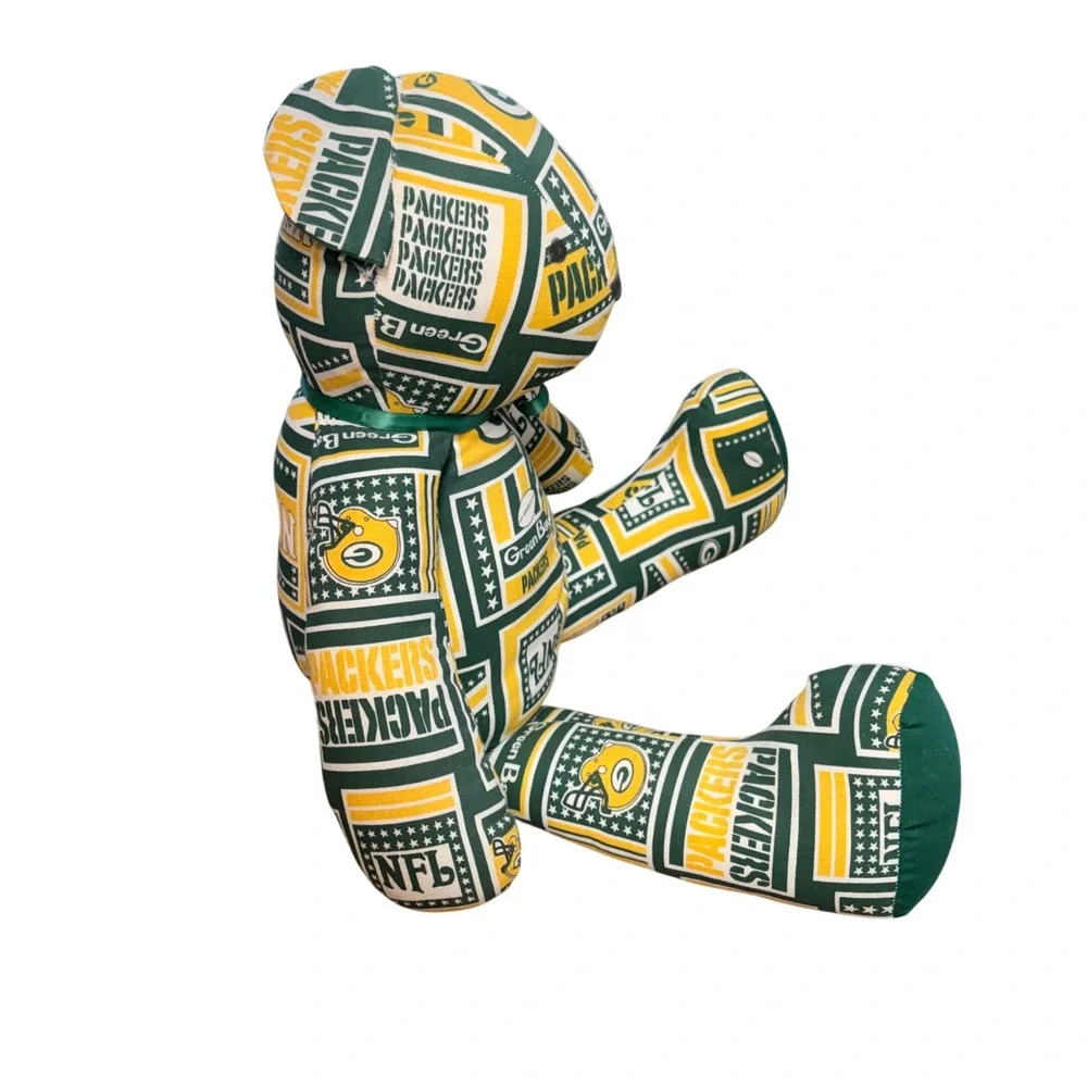 Green‎ Bay Packers Plush homemade Stuffed Teddy Bear Football Green Gold 24